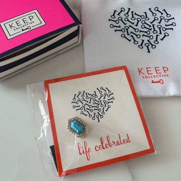 NWT Keep Collective “Pave set stone Turquoise” gold charm - Picture 1 of 4